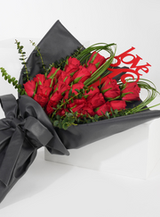 Red Roses in Black Leather Wrap – Love Edition