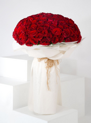250 Red Roses Hand Bouquet – White Wrap