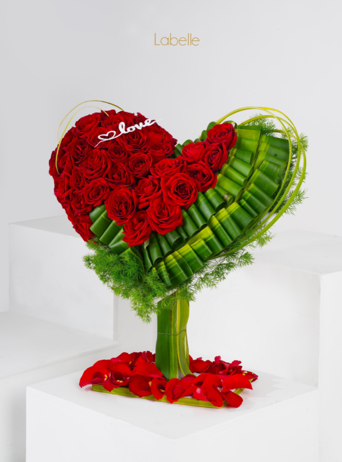 Heart-Shaped Red Roses Arrangement – Love