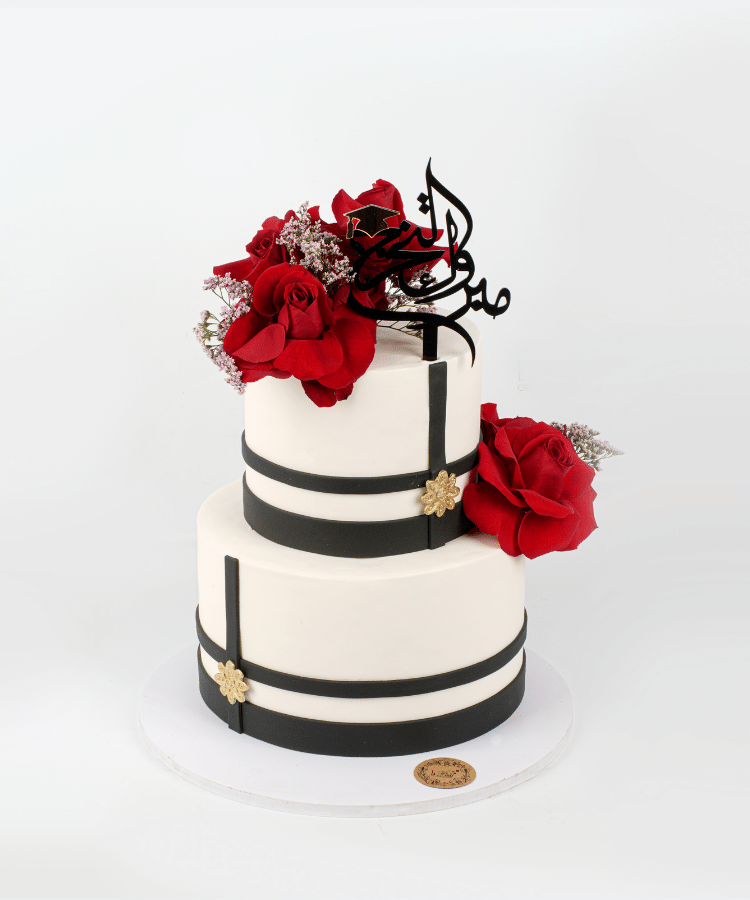 Golden Flowers Graduation Cake Labelle
