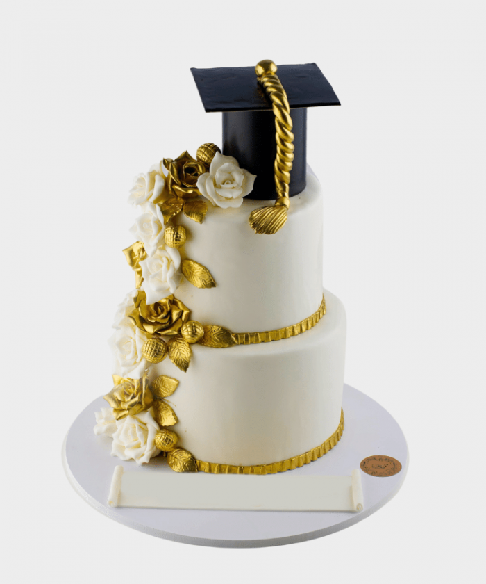 Golden Flowers Graduation Cake | Labelle